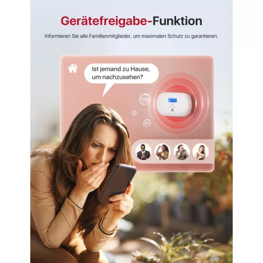 X-Sense XC0C-iR Okos Szénmonoxid Érzékelő - WiFi-s CO Detektor LCD Kijelzővel, TÜV Tanúsítvánnyal, Applikációs Némítással és Cserélhető Elem