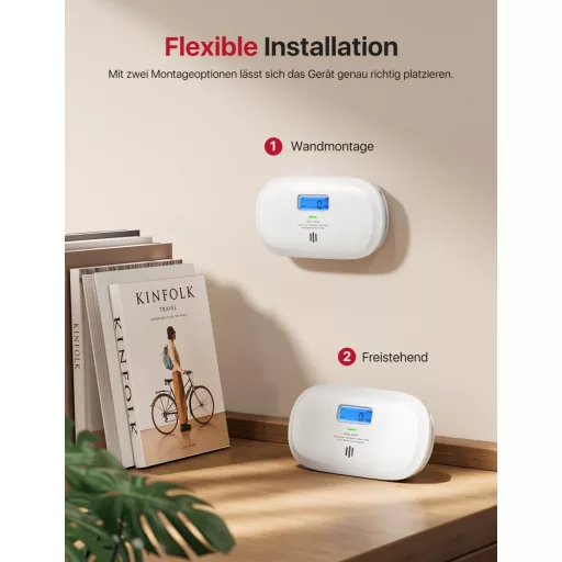 X-Sense XC0C-iR Detector Inteligent de Monoxid de Carbon - Detector de CO WiFi cu Ecran LCD, Certificat TÜV, Dezactivare prin Aplicație și Baterie Înlocuibilă