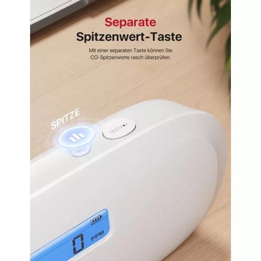 X-Sense XC0C-iR Detector Inteligent de Monoxid de Carbon - Detector de CO WiFi cu Ecran LCD, Certificat TÜV, Dezactivare prin Aplicație și Baterie Înlocuibilă