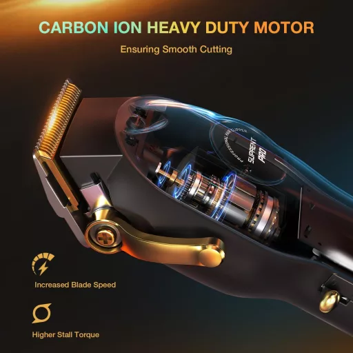 SUPRENT Professzionális Hajvágó Szett Férfiaknak - Zero Gap Vezeték Nélküli Hajnyíró LED Kijelzővel, 9 Fésűtartalékkal, Szénacél Pengével, F