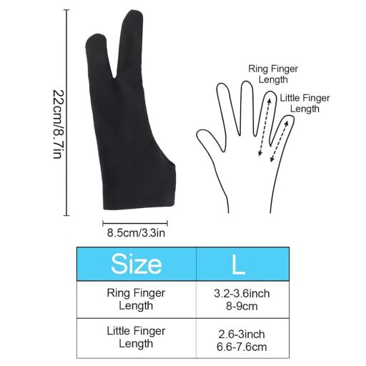 Kiuiom rukavice za crtanje za digitalno crtanje, 2 komada, crne, za lijevu i desnu ruku