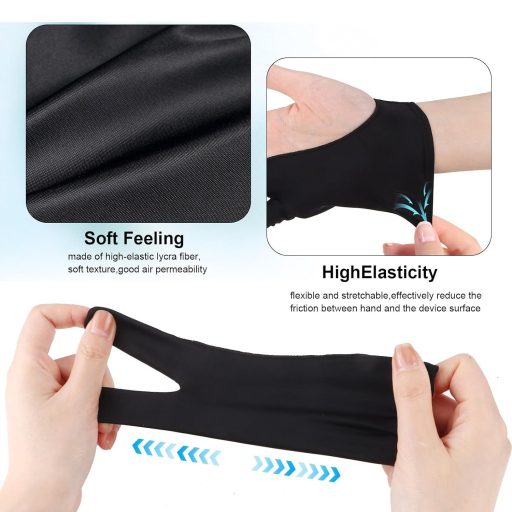 Kiuiom rukavice za crtanje za digitalno crtanje, 2 komada, crne, za lijevu i desnu ruku