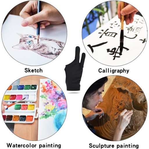 Kiuiom Rajzoló kesztyű digitális rajzoláshoz, 2 db, fekete, bal és jobb kézre