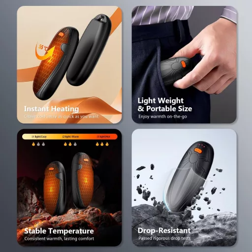 FYDEE 14000 mAh Elektromos Kézmelegítő Powerbank Funkcióval, 3 Hőfok 58°C-ig