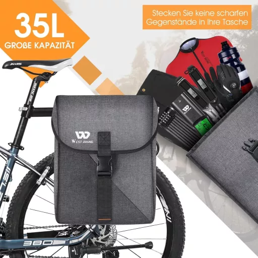 ICOCOPRO Kerékpár Táska 35L - Dupla Csomagtartó Táska Vízálló Esővédővel - 3D Bicikli Táska MTB, Országúti és Elektromos Kerékpárokhoz