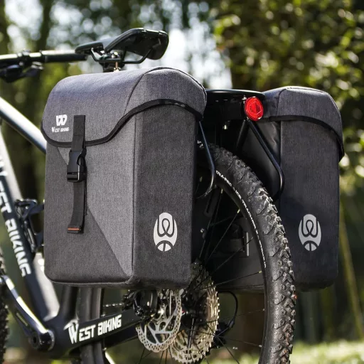 ICOCOPRO Kerékpár Táska 35L - Dupla Csomagtartó Táska Vízálló Esővédővel - 3D Bicikli Táska MTB, Országúti és Elektromos Kerékpárokhoz
