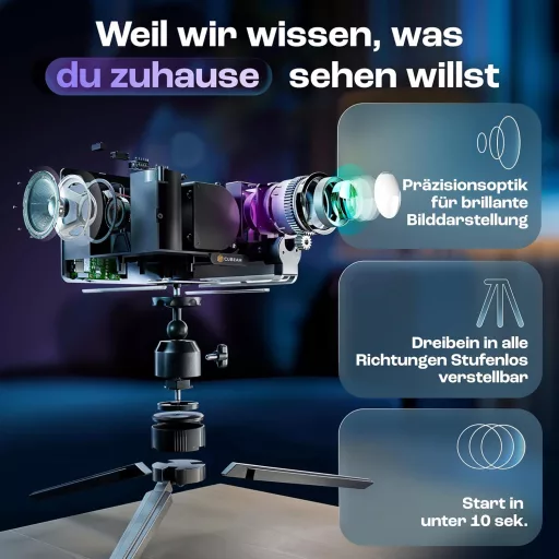 CuBeam Mini 4K Projektor - 20000 Lumen LED Házimozi Vetítő WiFi és Bluetooth Kapcsolattal, 4D Képkorrekció, Rövid Vetítési Távolság, Hordozh