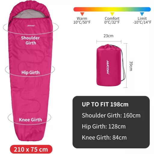 JAICOM 3.4 Évszakos Ultralight Mumia Hálózsák 800g/1600g Kemping Trekking