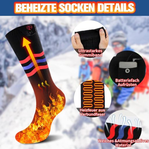 Șosete încălzite Multper pentru bărbați și femei, 5V 5000mAh, reîncărcabile, 3 trepte