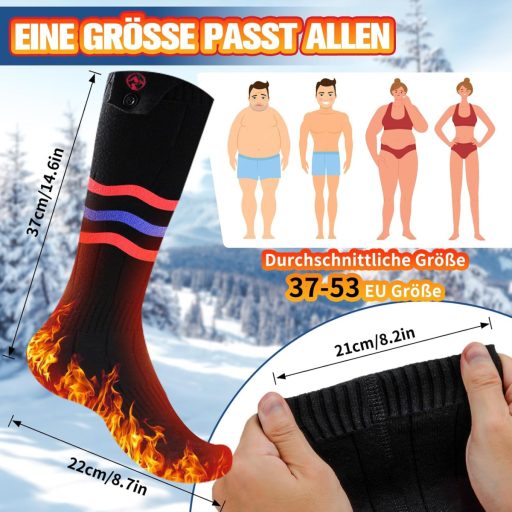 Șosete încălzite Multper pentru bărbați și femei, 5V 5000mAh, reîncărcabile, 3 trepte