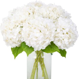   JUSTOYOU 3 db Művirág Hortenzia Fehér 50cm Valódi Tapintású Dekoráció