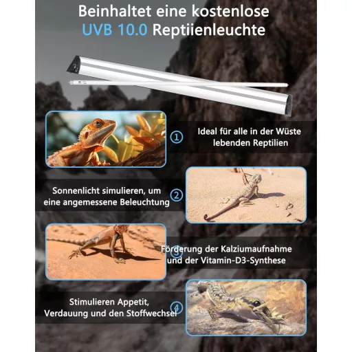LUCKY HERP T5 UVB 39W Lampă Terariu pentru Țestoase, Șopârle, Șerpi și Reptile, Lumină UV