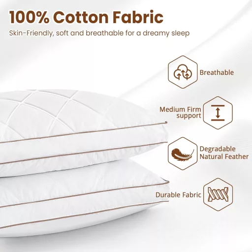 Deodar 2 kom Jorgan Jastuk 46x66 cm, Punjenje od guščjeg perja, 100% Pamuk, Hipolergeno