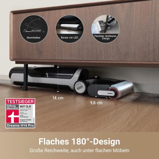 Dreame H14 Pro Nedves-Száraz Porszívó, 180° Lapos, 60°C Kefe Ápolás, 18000 Pa Szívóerő