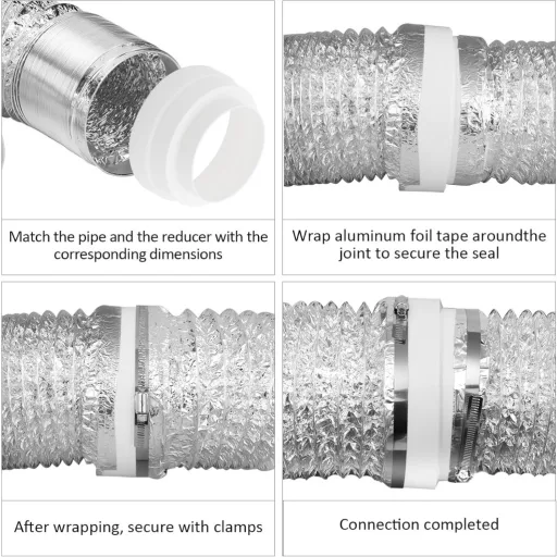 DAWRIS 2db Szűkítő Csatlakozó 120-160mm Rozsdamentes Bilinccsel Szellőzéshez