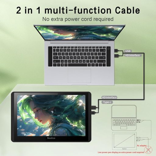 Bisofice 11.6" grafikus tablet kijelzővel, dőlésfelismeréssel és gyors gombokkal