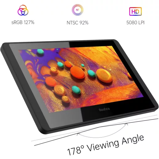Tabletă grafică Bisofice de 11.6" cu display, detectare a înclinării și taste rapide