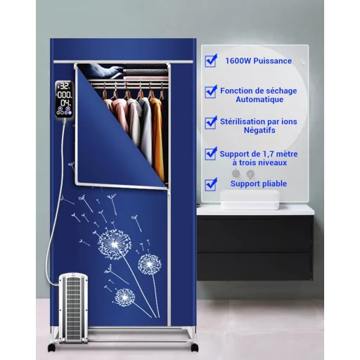 Uscător de rufe electric portabil KASYDoFF 1600W cu tehnologie cu anioni