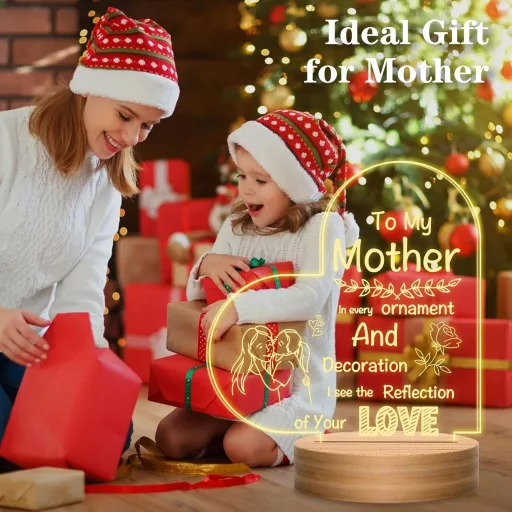 UneedMe 3D Iluzijska Noćna Lampa za Majku - Gravirani Poklon od Kćeri/Sina