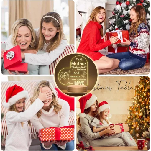 UneedMe 3D Iluzijska Noćna Lampa za Majku - Gravirani Poklon od Kćeri/Sina