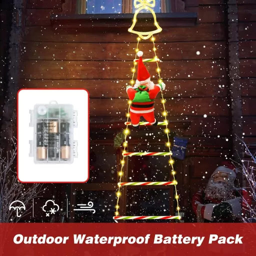 Ulikey LED Mikulás Létra Fényfüzér 8 Módú Távirányítóval Karácsony Dekoráció