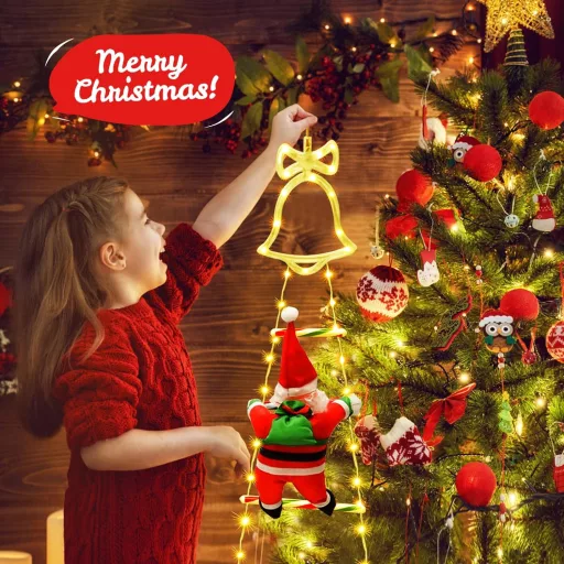 Ulikey LED Mikulás Létra Fényfüzér 8 Módú Távirányítóval Karácsony Dekoráció