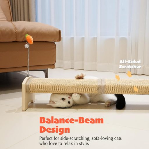 PETKARAY vízszintes macskakarmolópálya 76cm szizál játékokkal bútorvédelem