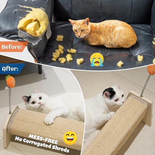 PETKARAY vízszintes macskakarmolópálya 76cm szizál játékokkal bútorvédelem