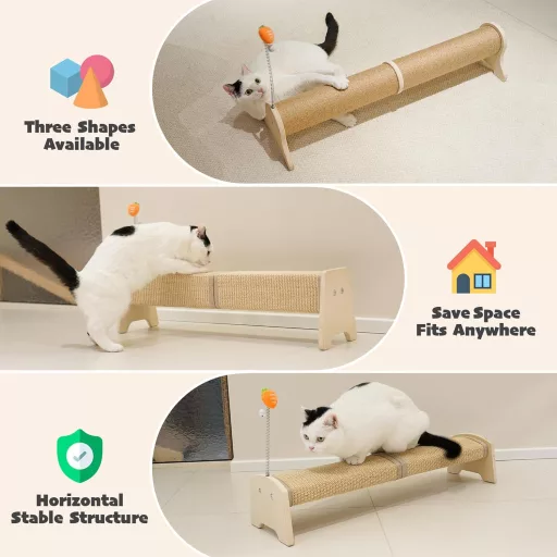 PETKARAY horizontalna grebalica za mačke 76cm sisal s igračkama zaštita namještaja