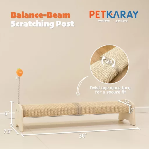 PETKARAY horizontalna grebalica za mačke 76cm sisal s igračkama zaštita namještaja