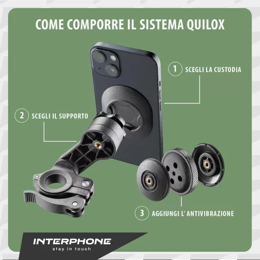 Interphone Quiklox iPhone 16 Pro Max tok motorkerékpár autó bicikli tartóhoz