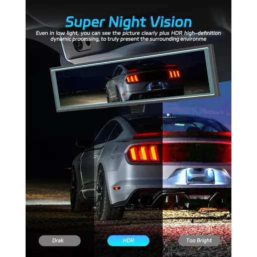 NHOPEEW 10,99" Spätné zrkadlo s 4K prednou kamerou - Bezdrôtové CarPlay & Android Auto - Nočné videnie Duálna kamera s WiFi FM vysielačom