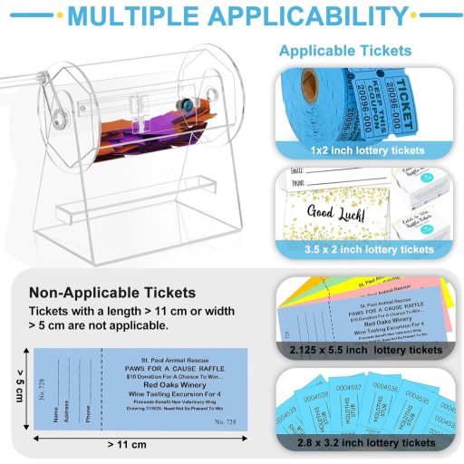 YUCHENGTECH Priehľadná Akrylová Tombola s Rukoväťou - Bingo Loto Koleso Šťastia pre 2000 Lístkov, s 2 Kľúčmi