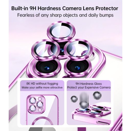 Jueshituo Obal pre iPhone 16 Pro, 3-v-1 Set s ochrannou fóliou, Vojenský štandard, Kompatibilný s MagSafe, Nárazuvzdorný magnetický obal na telefón, Ružový