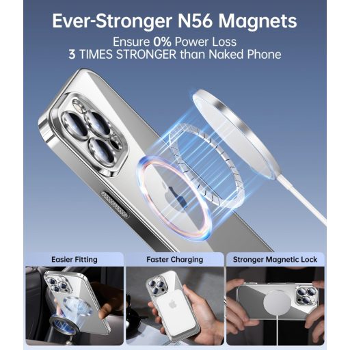 Jueshituo 3-v-1 puzdro pre iPhone 16 Pro, vojenské, nárazuvzdorné, kompatibilné s MagSafe, ochrana fotoaparátu, 2 ochranné fólie, titánové