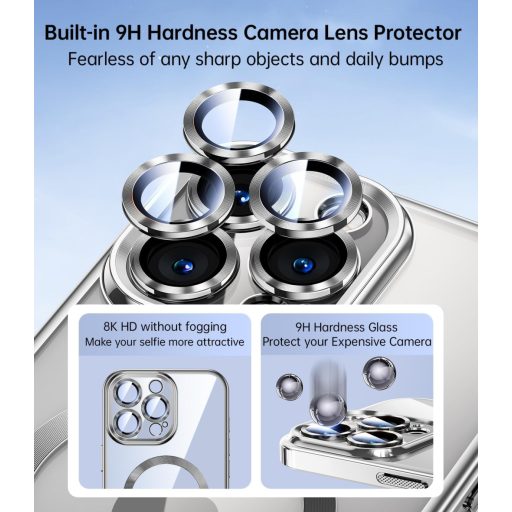 Jueshituo 3-in-1 Tok iPhone 16 Pro-hoz, Katonai Szabványú Ütésálló Telefontok MagSafe Kompatibilis, Kameravédelem, 2 Védőfólia, Titán