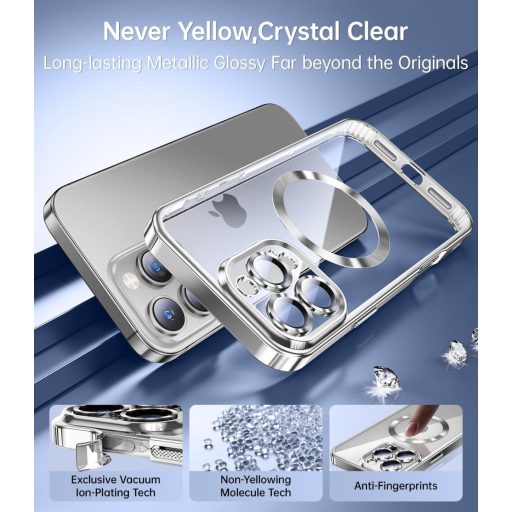 Jueshituo 3-in-1 Tok iPhone 16 Pro-hoz, Katonai Szabványú Ütésálló Telefontok MagSafe Kompatibilis, Kameravédelem, 2 Védőfólia, Titán