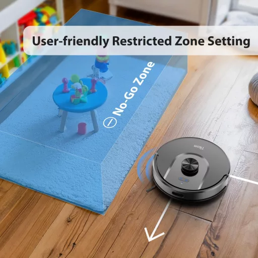 Robot aspirator Tikom L8000 Pro cu navigare LiDAR, putere de aspirare de 5000Pa, funcție mop și autonomie de 150 de minute