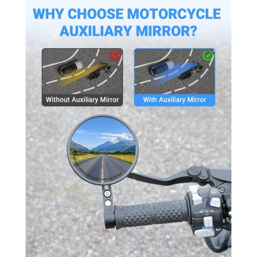 Oglindă Motocicletă SUPAREE, Rotire 360°, Omologată E, Montare Sub Ghidon, 22-25,4mm