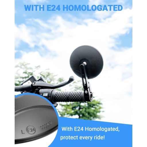 Oglindă Motocicletă SUPAREE, Rotire 360°, Omologată E, Montare Sub Ghidon, 22-25,4mm