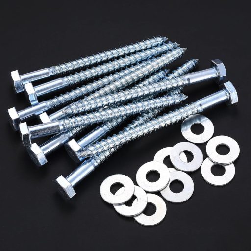 Șurub pentru lemn cu cap hexagonal Hmkesoteric M10 10x120mm, zincat, 10 bucăți cu șaibe