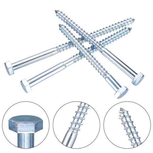 Șurub pentru lemn cu cap hexagonal Hmkesoteric M10 10x120mm, zincat, 10 bucăți cu șaibe