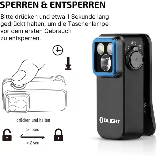 OLIGHT Oclip Pro Mini LED zseblámpa USB-C töltéssel, 500 lm fényerő