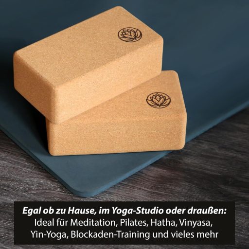 VonBueren 2 db Yoga Blokk Parafa | Jóga Tégla Szett 22x12x7,5 cm