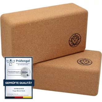   VonBueren 2 ks korková joga kocka | Súprava jogových blokov 22x12x7,5 cm