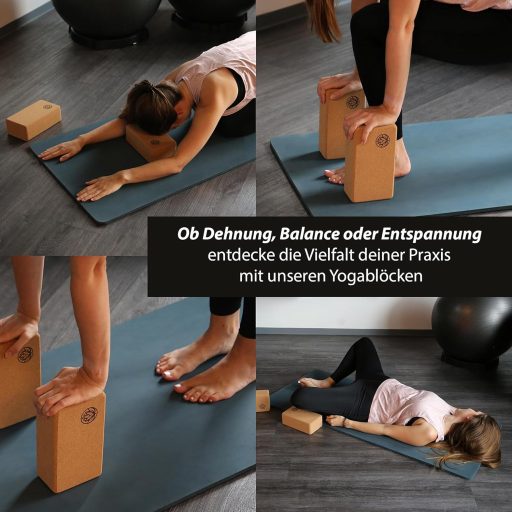 VonBueren 2 db Yoga Blokk Parafa | Jóga Tégla Szett 22x12x7,5 cm