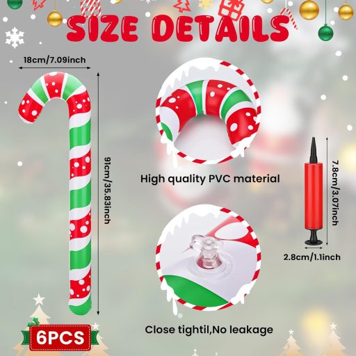 Huiguli 6 darabos felfújható cukorka karácsony dekoráció 91 cm pumpa