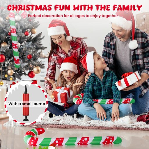 Huiguli 6-dielna sada nafukovacích vianočných dekorácií v tvare cukroviniek, 91 cm, s pumpou