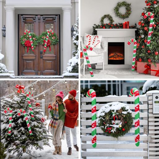 Huiguli 6-dielna sada nafukovacích vianočných dekorácií v tvare cukroviniek, 91 cm, s pumpou