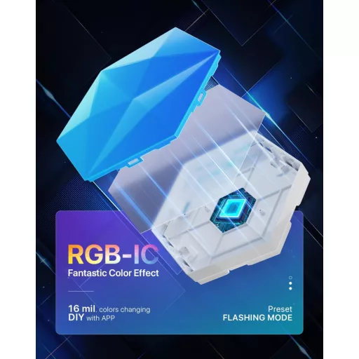 Lphianx Smart Hexagon LED Panel 9 db RGB Zenevetítés Alexa Google kompatibilis